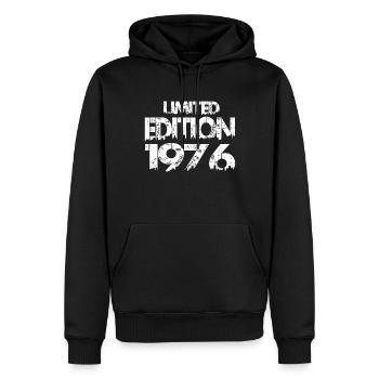 Édition limitée 1976 - Sweat à capuche Premium bio Homme - noir - Devant - Nico (187cm)