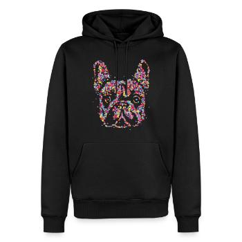 Français Bulldog Frechie Chien Maman - Sweat à capuche Premium bio Homme - noir - Devant - Nico (187cm)