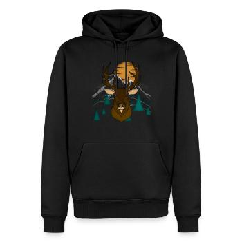 Red deer antlers with deer antlers - Men’s Premium Organic Hoodie - black - Front - Nico (187cm)