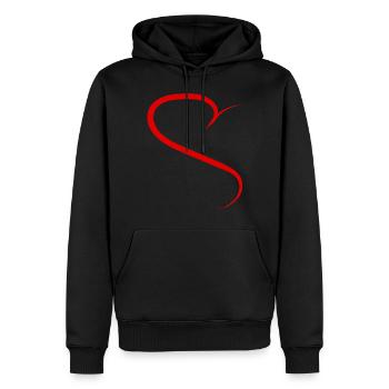 Conception rouge demi-cœur - Sweat à capuche Premium bio Homme - noir - Devant - Nico (187cm)