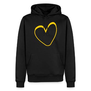 Gelbes Herz Simpel Design - Männer Premium Bio Hoodie - Schwarz - Vorne - Nico (187cm)