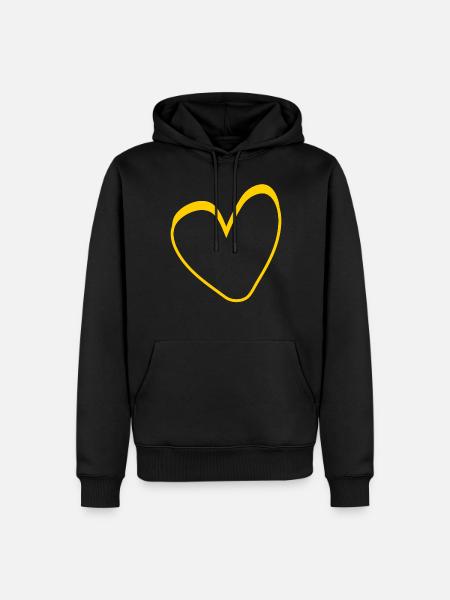 Yellow Heart Simple Design - Men’s Premium Organic Hoodie - black