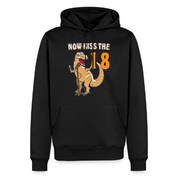 NOW KISS THE 18 - Men’s Premium Organic Hoodie - black - Front - Nico (187cm)