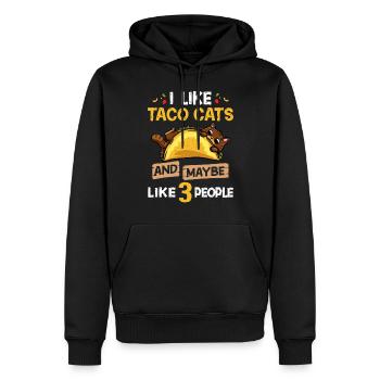 Tacocat Taco Chat Chat Chat Fast Food - Sweat à capuche Premium bio Homme - noir - Devant - Nico (187cm)