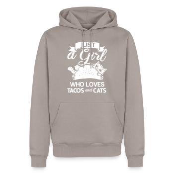 Tacocat Taco Cat Kitten Fast Food - Men’s Premium Organic Hoodie - taupe - Front - Nico (187cm)