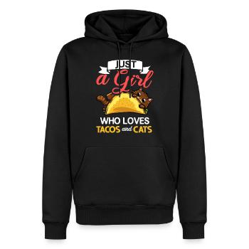 Tacocat Taco Chat Chat Chat Fast Food - Sweat à capuche Premium bio Homme - noir - Devant - Nico (187cm)