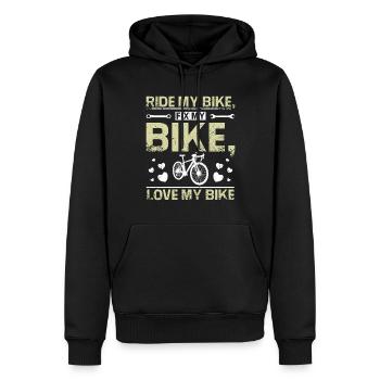 Rouler mon vélo réparer mon vélo aimer mon vélo - Sweat à capuche Premium bio Homme - noir - Devant - Nico (187cm)