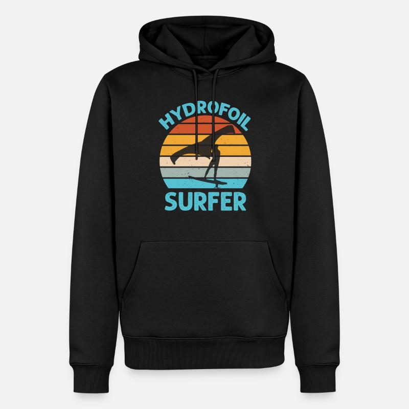 Hydrofoil Surfer - Wingfoil Surf - Sweat à capuche Premium bio Homme - noir