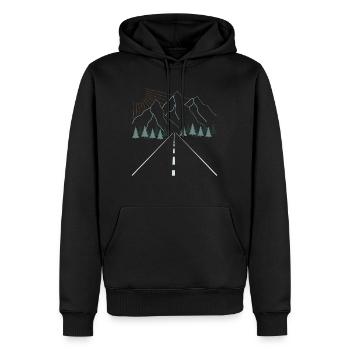 Natur Wandern Aufdruck Berg Motiv - Männer Premium Bio Hoodie - Schwarz - Vorne - Nico (187cm)