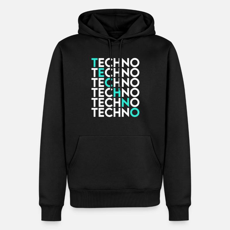 Techno - Männer Premium Bio Hoodie - Schwarz
