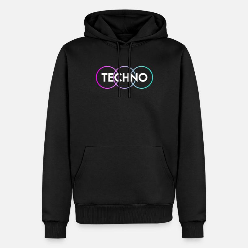 Techno - Männer Premium Bio Hoodie - Schwarz