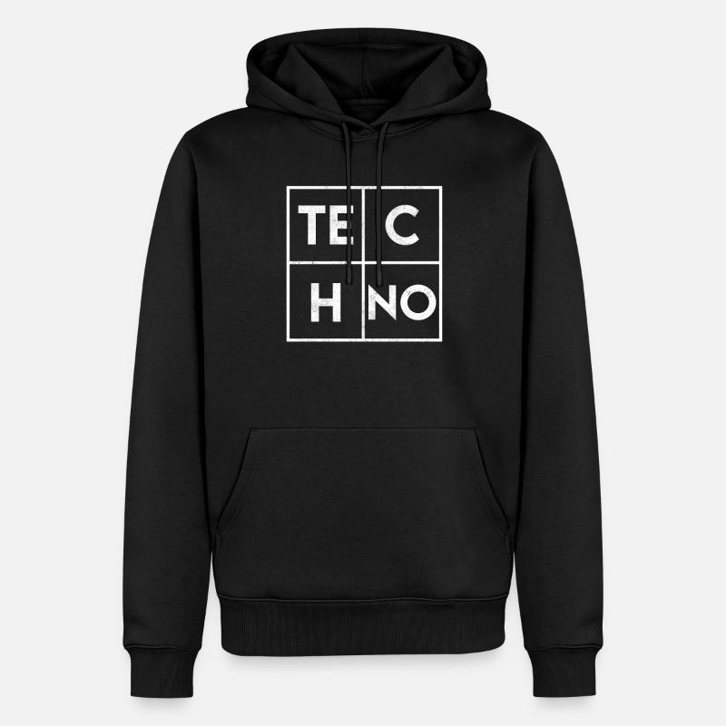 Techno - Sweat à capuche Premium bio Homme - noir