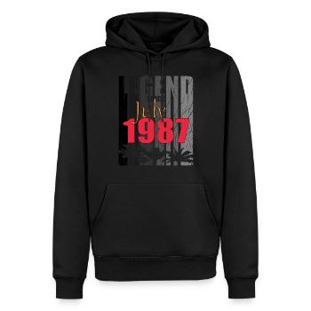 Juli 1987 Geburtstagsgruss retro design - Männer Premium Bio Hoodie - Schwarz - Vorne - Nico (187cm)