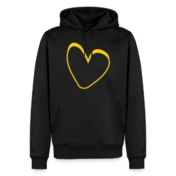 Gelbes Herz Simpel Design - Männer Premium Bio Hoodie - Schwarz - Vorne - Nico (187cm)