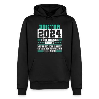 Doktor 2024 Doktorand Promotion Dissertation - Männer Premium Bio Hoodie - Schwarz - Vorne - Nico (187cm)
