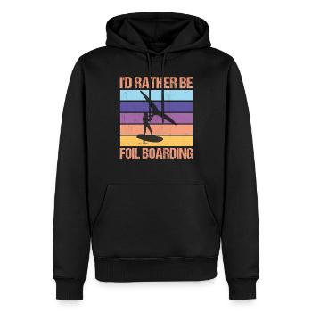 I'd Rather Be WingFoil Boarding - Hydrofoil Surfer - Männer Premium Bio Hoodie - Schwarz - Vorne - Nico (187cm)