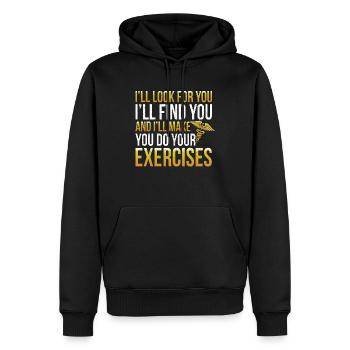 Physiothérapeute Orthophonie et massothérapie Chir - Sweat à capuche Premium bio Homme - noir - Devant - Nico (187cm)