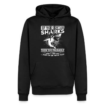 Citation de requin I Grand poisson de requin blanc Drôle de requin - Sweat à capuche Premium bio Homme - noir - Devant - Nico (187cm)