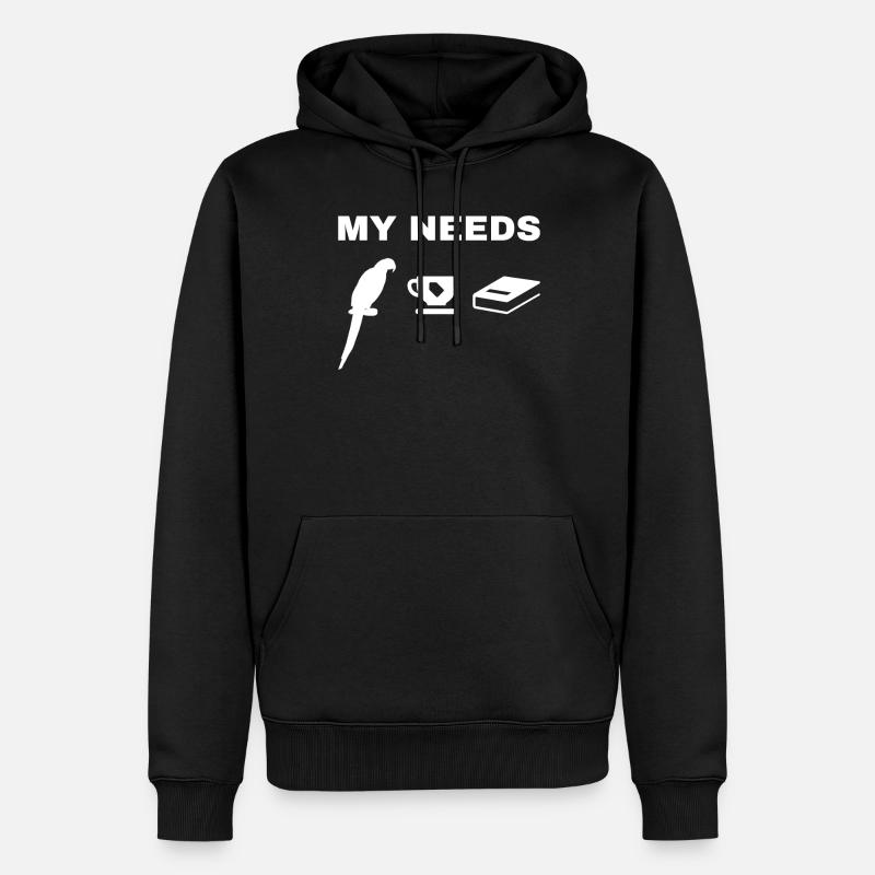 Parrot My Needs Papagei-Vogel-Tee & Buch - Männer Premium Bio Hoodie - Schwarz