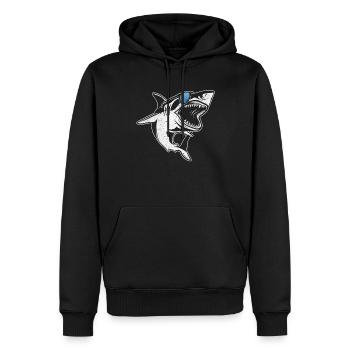Sharkfish Grand requin blanc avec lunettes de soleil - Sweat à capuche Premium bio Homme - noir - Devant - Nico (187cm)