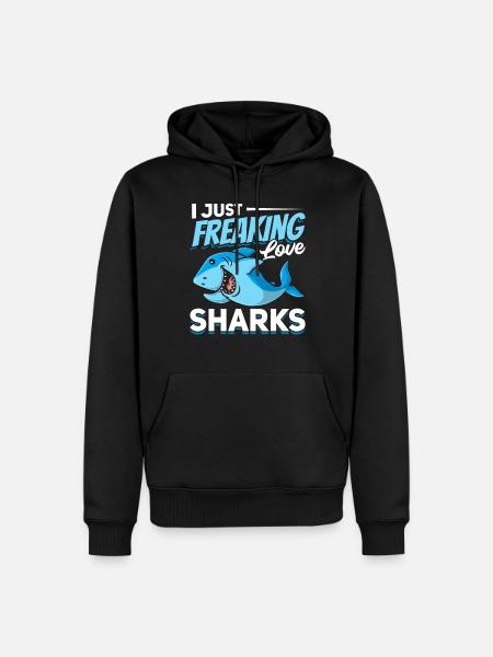 Gran amante del tiburón blanco Me encantan los tiburones - Sudadera con capucha prémium ecológica para hombre - negro