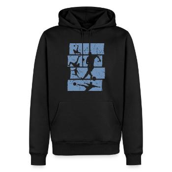 Fußball T-Shirt Retro Vintage Fußballspieler - Männer Premium Bio Hoodie - Schwarz - Vorne - Nico (187cm)