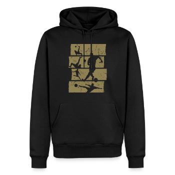 Fußball T-Shirt Retro Vintage Fußballspieler - Männer Premium Bio Hoodie - Schwarz - Vorne - Nico (187cm)