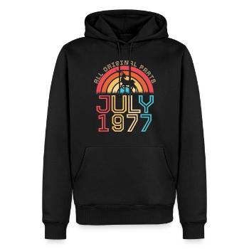 Year of birth 1977 July - Men’s Premium Organic Hoodie - black - Front - Nico (187cm)
