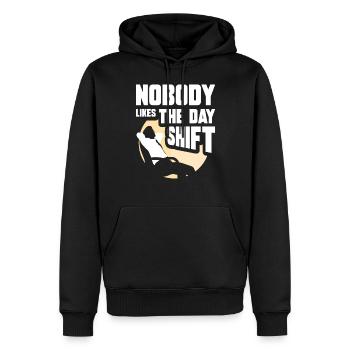 Personne n’aime le travail de nuit de jour - Sweat à capuche Premium bio Homme - noir - Devant - Nico (187cm)