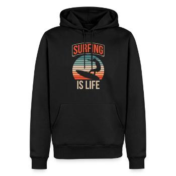 Le surf, c’est la vie Surfboard Surf Surfer - Sweat à capuche Premium bio Homme - noir - Devant - Nico (187cm)