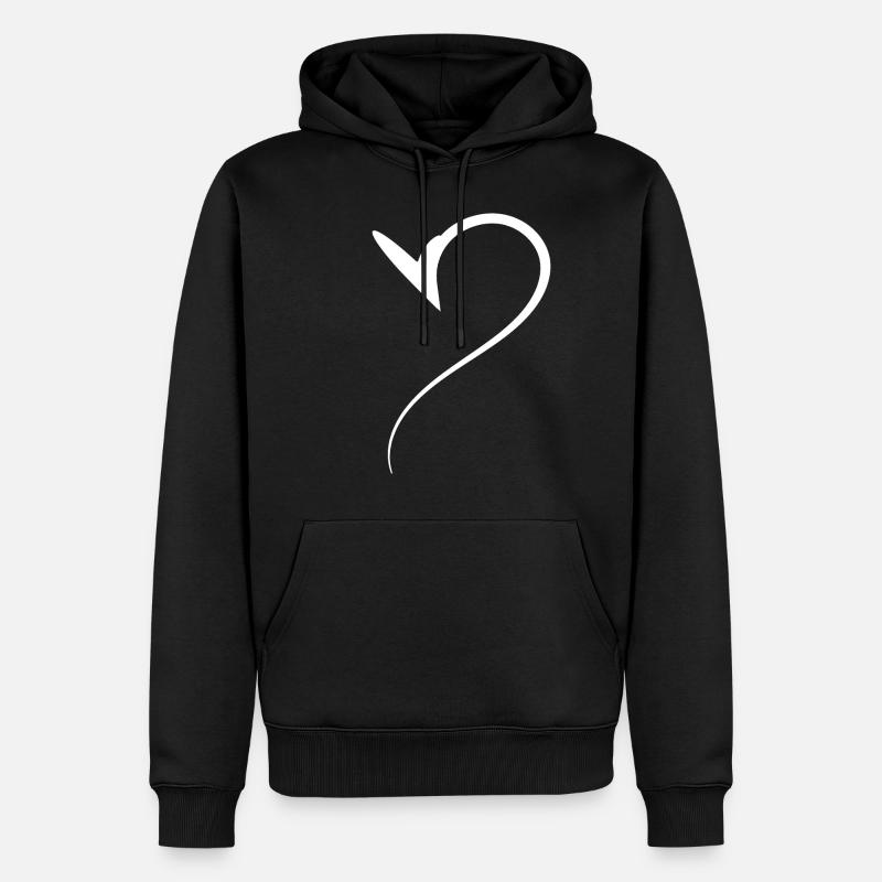 Conception demi-cœur blanc - Sweat à capuche Premium bio Homme - noir