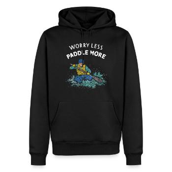 Souci moins Pagaie plus Canoë Canoë Eau vive - Sweat à capuche Premium bio Homme - noir - Devant - Nico (187cm)