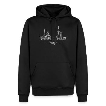 Tokyo Skyline Silhouette Städtetrip Japan Geschenk - Männer Premium Bio Hoodie - Schwarz - Vorne - Nico (187cm)