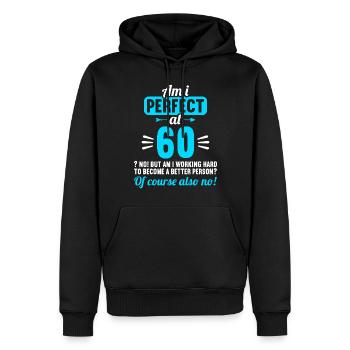Suis-je parfait à 60 ans 60e anniversaire - Sweat à capuche Premium bio Homme - noir - Devant - Nico (187cm)