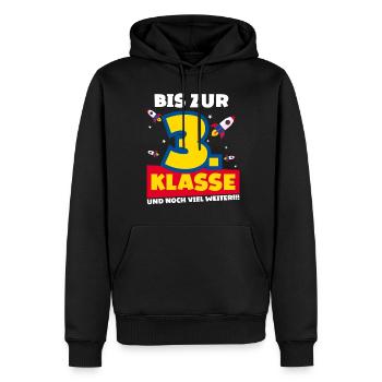 Bis Zur 3. Klasse und noch viel weiter Rakete - Männer Premium Bio Hoodie - Schwarz - Vorne - Nico (187cm)