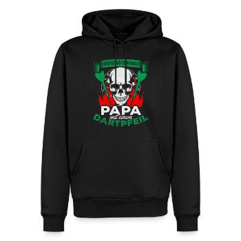 Unterschätze niemals Papa mit einem Dartpfeil Dart - Männer Premium Bio Hoodie - Schwarz - Vorne - Nico (187cm)