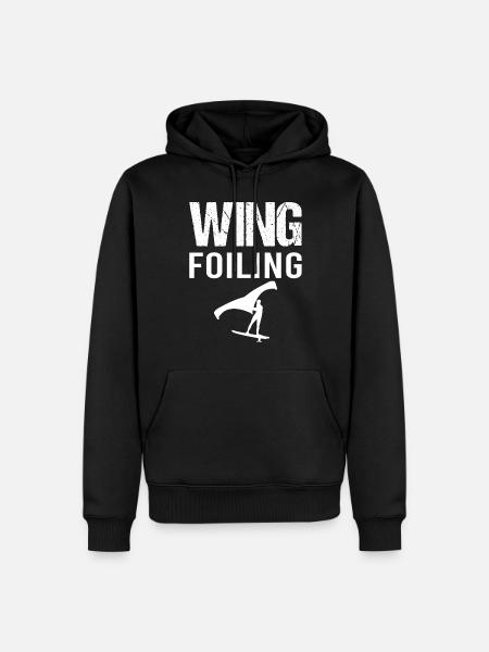 Wing Foiling Hydrofoil Surfer - Men’s Premium Organic Hoodie - black