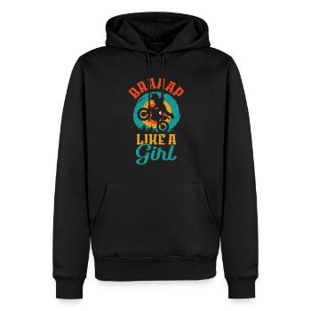 Conception de ventilateur de moto tout-terrain pour femmes - Sweat à capuche Premium bio Homme - noir - Devant - Nico (187cm)