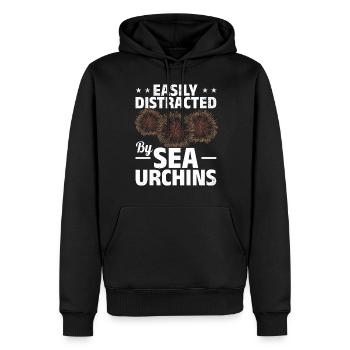 Les amateurs d’oursins sont facilement fascinés par les oursins - Sweat à capuche Premium bio Homme - noir - Devant - Nico (187cm)