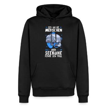 Seekühe finde ich toll Seekuh Meeressäuger - Männer Premium Bio Hoodie - Schwarz - Vorne - Nico (187cm)