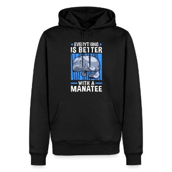 Tout va mieux avec les mammifères marins lamantins - Sweat à capuche Premium bio Homme - noir - Devant - Nico (187cm)