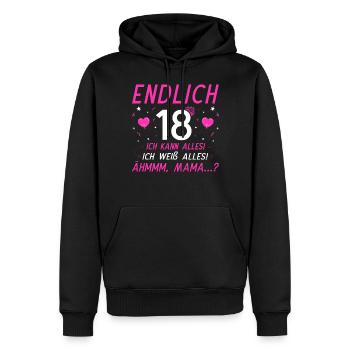 Endlich 18 Ich Kann Alles Ich Weiß Alles - Männer Premium Bio Hoodie - Schwarz - Vorne - Nico (187cm)