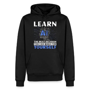 Apprenez la meilleure décision que vous pouvez prendre pour l’IA par vous-même - Sweat à capuche Premium bio Homme - noir - Devant - Nico (187cm)
