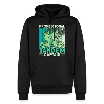 Professional Tandem Captain Couple Cycling - Men’s Premium Organic Hoodie - black - Front - Nico (187cm)