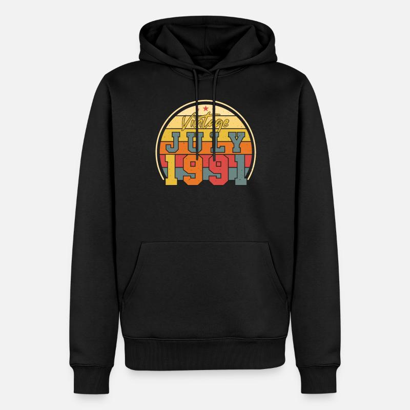 Année de construction 1991 Juillet - Sweat à capuche Premium bio Homme - noir
