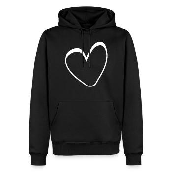 Cœur Blanc Simple - Sweat à capuche Premium bio Homme - noir - Devant - Nico (187cm)