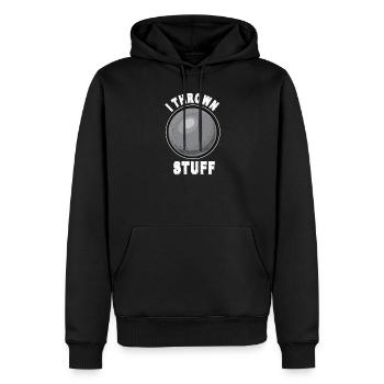 Kugelstoßen I Leichtathletik Diskuswerfer Motiv - Männer Premium Bio Hoodie - Schwarz - Vorne - Nico (187cm)