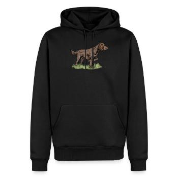 Hunter Hunting Push Hunt Cadeau allemand à poil long - Sweat à capuche Premium bio Homme - noir - Devant - Nico (187cm)