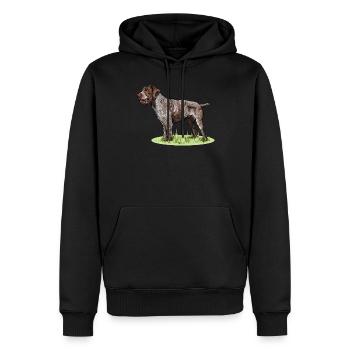Deutsch Drahthaar I Jagdhund Vorstehhund Geschenk - Männer Premium Bio Hoodie - Schwarz - Vorne - Nico (187cm)