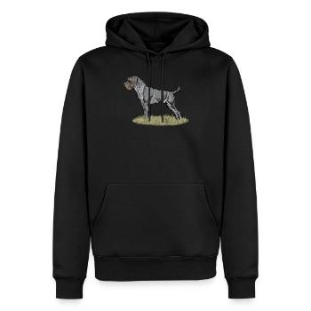 Deutsch Drahthaar I Jagdhund Vorstehhund Geschenk - Männer Premium Bio Hoodie - Schwarz - Vorne - Nico (187cm)